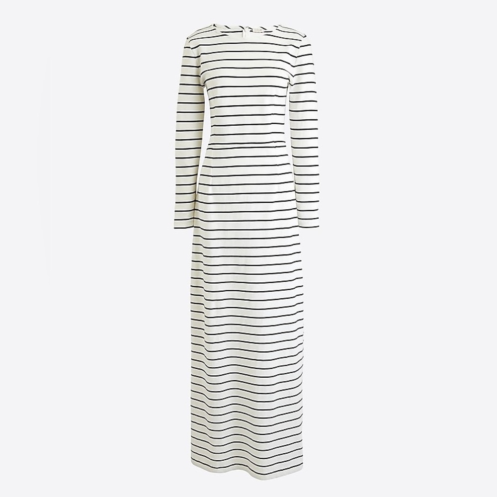 J. CREW Long Sleeve Maxi Dress Black & White Stripe